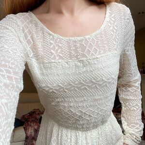 Ella Moss long sleeve cream embroidered maxi dress